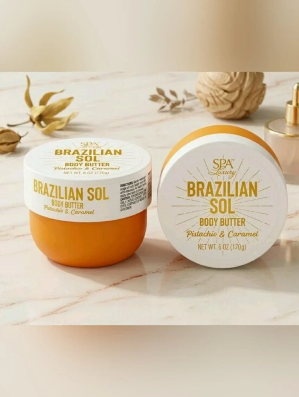 BRAZILIAN SOL BODY BUTTER, PISTACHIO & CARAMEL, 6 oz (170g) BRAND NEW